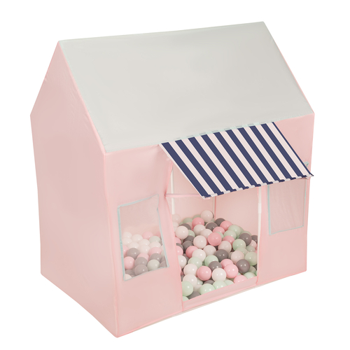 Playhouse Play Tent Foldable for Children Durable Breathable Material for Kids Portable Easy to Assemble For Indoor and Outdoor Compact Design for Creative Imaginative, pink/mint: white/grey/mint/powder pink, 100 Balls