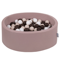 KiddyMoon Foam Ball Pit with Balls for Babies and Toddlers, Soft Sensory Play, Durable Removable Cover, Safe, heather:pastel beige/brown/white, 90 x 30 cm / 300 Balls