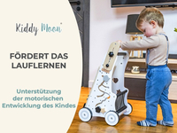 KiddyMoon Wooden Baby Walker Interactive Educational Toy for Children Multifunctional Push-Along Toy for Babies Montessori Walker for Kids Model WK-002, Black - White, Adjustable Handle