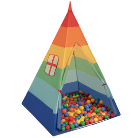 Teepee Tent for Kids Play House With Balls Indoor Outdoor Tipi, multicolor:yellow/green/blue/red/orange, 200 Balls