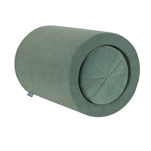 KiddyMoon Foam Playground Velvet For Kids Obstacle Course For Children Montessori Toy For Babies Soft Construction Blocks Element, forest green, barrel/pouf/pouf