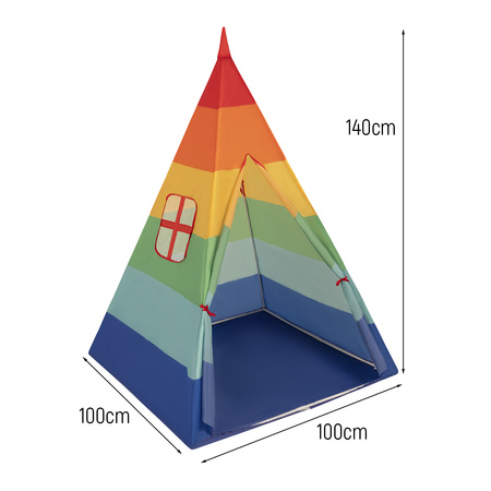 Teepee Tent for Kids Play House With Balls Indoor Outdoor Tipi, multicolor:black/yellow/orange/babyblue/turquoise, 100 Balls