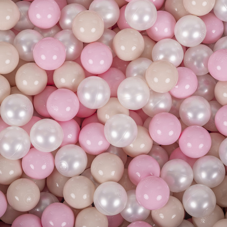 KiddyMoon Soft Ball Pit Round  ∅ 7Cm / 2.75In For Kids, Foam Ball Pool Baby Playballs Children, Made In The EU, pink:pastel beige/light pink/pearl, 120x30cm/1000 balls