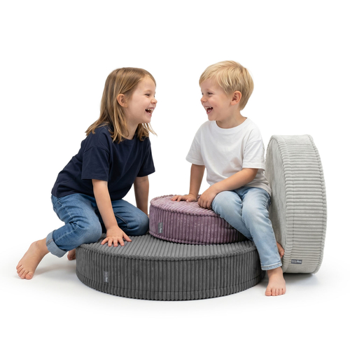 KiddyMoon 3-Piece Foam Elements for Kids Children's Room Accessory, fioletowy-jasnoszary-ciemnoszary