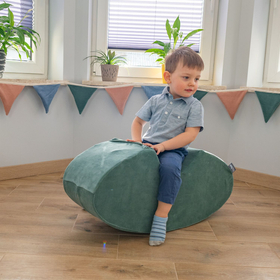 KiddyMoon Foam Soft Seesaw Rocker Ride-On Hopper Bean Bouncy Jumping Playing for Children, Montessori Toy For Kids Made of Foam, Made in The EU, forest green, 78x25x35cm