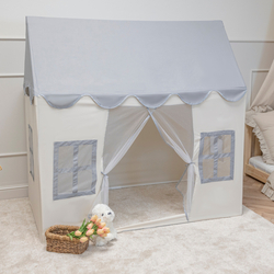 KiddyMoon Playhouse For Kids Foldable Durable Child's Play Tent Fabric Indoor And Outdoor Use Compact Design Easy Assembly And Storage Creative Space For Imagination And Fun, white-grey, No Balls