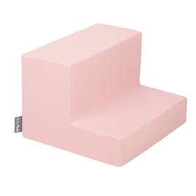 KiddyMoon Foam Playground for Kids with Square Ballpit ( ∅ 7cm/2.75In) Soft Obstacles Course and Ball Pool, Certified Made In The EU, pink:white/grey/powder pink, Ballpit (100 Balls) + Steps