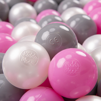 KiddyMoon Soft Plastic Play Balls ∅ 7cm/2.75in Multi-colour Made in EU, pearl/grey/pink