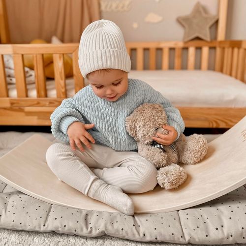 KiddyMoon Wooden Balance Board for Children Wooden Swing Board Montessori Toy for Kids Balancing Board for Babies 80x30cm, Natural, board