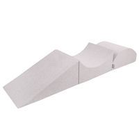 KiddyMoon Foam Playground for Kids with Round Ballpit ( ∅ 7cm/2.75In) Soft Obstacles Course and Ball Pool, Certified Made In The EU, lightgrey:pearl/grey/transparent/powderpink, Ballpit (300 Balls) + Version 4