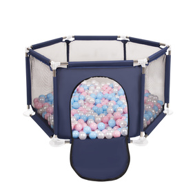 hexagon 6 side play pen with plastic balls, Blue:babyblue/powder pink/pearl, 900 balls