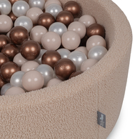 KiddyMoon Ball Pit for Baby with Teddy Plush, Large 7 cm Balls for a Fuller Ball Pit, From 8 Months, Removable Cover, Beige: Pastel Beige/Copper/Pearl, 90 x 30 cm / 300 Balls