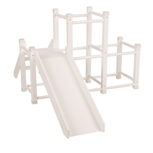 KiddyMoon wooden playground with a slide for kids, White, UNI