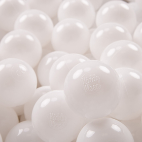 KiddyMoon Soft Plastic Play Balls ∅ 7cm/2.75in Mono-colour certified Made in EU, white, 100 Balls/7cm-2.75in