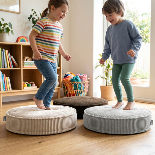 KiddyMoon 3-Piece Foam Elements for Kids Children's Room Accessory, light grey-beige-brown, Mx3