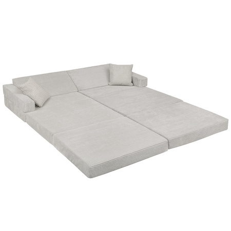 KiddyMoon Foam Sofa for Children Multifunctional Mattress Armchair Kids Foldable  Bed Folding Toddler Couch Chair for Playroom Bedroom Living Room, light grey, Sofa with 2 Pillows