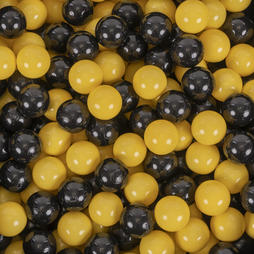 KiddyMoon Soft Plastic Play Balls ∅ 7cm/2.75in Multi-colour Made in EU, black/yellow, 100 Balls/7cm-2.75in