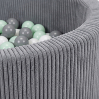 KiddyMoon Ball Pit for Baby and Toddler, Soft Play Ball Pit, 90 x 30 cm with 200 Balls, Soft Foam Ball Pool, Ribbed Washable Cover, Dark Grey: White/Grey/Mint, 90 x 30 cm / 200 Balls