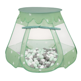 Play Tent For Kids Castle Baby Playhouse For Children With Colorful Balls Pop Up Perfect For Indoor And Outdoor Easy Set Up Includes Carry Bag, mint:white/grey/mint, 105x90cm/600 balls