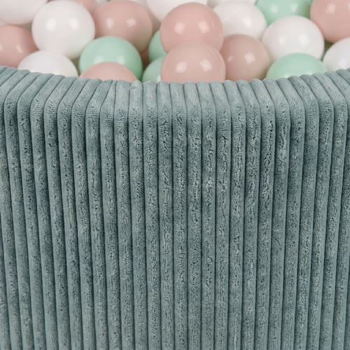 KiddyMoon Ball Pit for Baby and Toddler, Soft Play Ball Pit, 90 x 30 cm with 200 Balls, Soft Foam Ball Pool, Ribbed Washable Cover, Green: Pastel Beige/White/Mint, 90 x 30 cm / 200 Balls