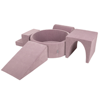KiddyMoon Foam Playground For Kids Soft Textured Safe Blocks, purple: pastel beige/white/perle/grey, Ballpit (200 Balls) + Version 3