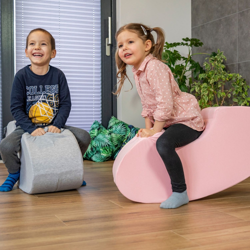 KiddyMoon Foam Soft Seesaw Rocker Ride-On Hopper Bean Bouncy Jumping Playing for Children, Montessori Toy For Kids Made of Foam, Made in The EU, lightgrey, 78x25x35cm