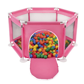 hexagon 6 side play pen with plastic balls, Pink:yellow/green/blue/red/orange, 400 balls