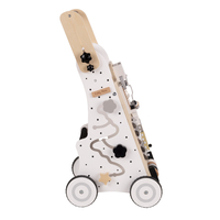KiddyMoon Wooden Baby Walker Interactive Educational Toy for Children Multifunctional Push-Along Toy for Babies Montessori Walker for Kids Model WK-002, Black - White, Adjustable Handle