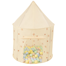 Play Tent For Kids Pavilion Playhouse Children Easy To Assemble Play Tent For Babies and Toddlers Pop up Play For Indoor And Outdoor, light beige: pastel beige/pastel blue/pastel yellow/mint, 100x130cm/400 balls