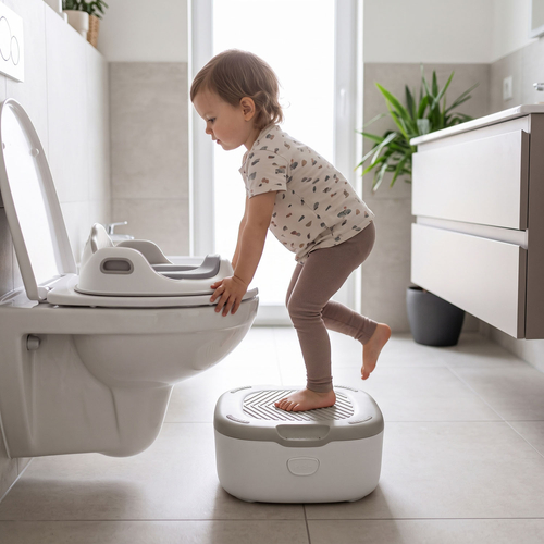 KiddyMoon Potty Training Chair for Toddlers Lockable Cover Anti-Slip Elements, Beige, UNI