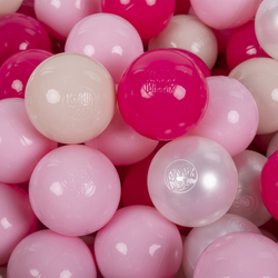 KiddyMoon Soft Plastic Play Balls ∅ 7cm/2.75in Multi-colour Made in EU, pastel beige/light pink/dark pink, 200 Balls/7cm-2.75in
