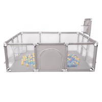 Baby Playpen Big Size Playground with Plastic Balls for Kids, Grey:turquoise/blue/yellow/transparent, 200 balls