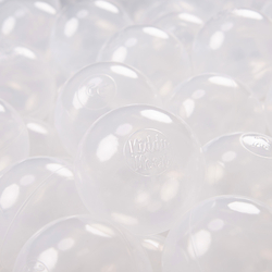 KiddyMoon Soft Plastic Play Balls ∅ 7cm/2.75in Mono-colour certified Made in EU, transparent, 100 Balls/7cm-2.75in