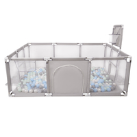 Baby Playpen Big Size Playground with Plastic Balls for Kids, Grey:pearl/grey/transparent/mint, 400 balls