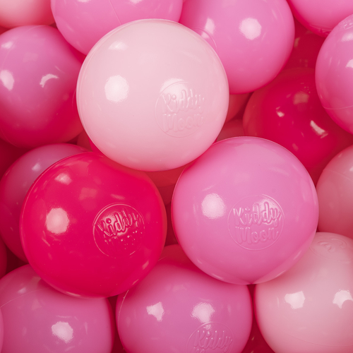 KiddyMoon Soft Plastic Play Balls ∅ 7cm/2.75in Multi-colour Made in EU, light pink/pink/dark pink, 200 Balls/7cm-2.75in
