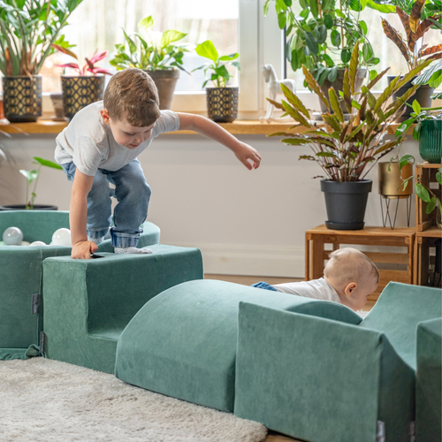 KiddyMoonFoam playground set VELVET - wedge L/hill/tunnel/steps PPZV-244, forest green, Multi-Size