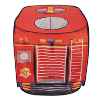 Playhouse Tent Set Fireman Fire Engine And Fire Station Indoor Outdoor Foldable Adventure Toy For Kids Boys Girls Group Activity Pretend Play, red: grey/yellow/red, 600 balls