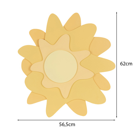 KiddyMoon wall decor kids room nursery wood mdf multiple shapes 3D, sun: yellow, UNI