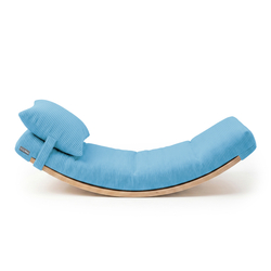 KiddyMoon Balance Board for Kids with Mattress and Pillow Wooden Sensory Wobble Board, natural/blue, Balance Board/Mattress/Pillow