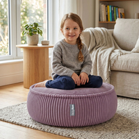 KiddyMoon pouf for kids with corduroy, removable cover KM-PF-DONUT, purple, M