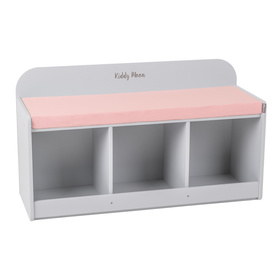 KiddyMoon Storage Bench for Kids Children Multifunctional Toy Furniture Sitting Playroom, grey/pink, UNI