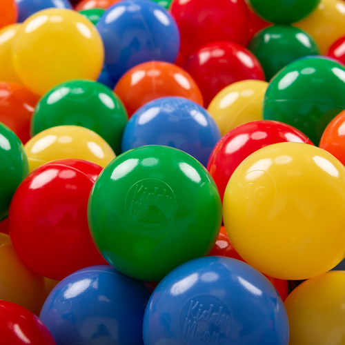 KiddyMoon Soft Plastic Play Balls ∅ 7cm/2.75in Multi-colour Made in EU, yellow/green/blue/red/orange, 300 Balls/7cm-2.75in