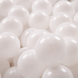 KiddyMoon Soft Plastic Play Balls ∅ 7cm/2.75in Mono-colour certified Made in EU, white, 100 Balls/7cm-2.75in
