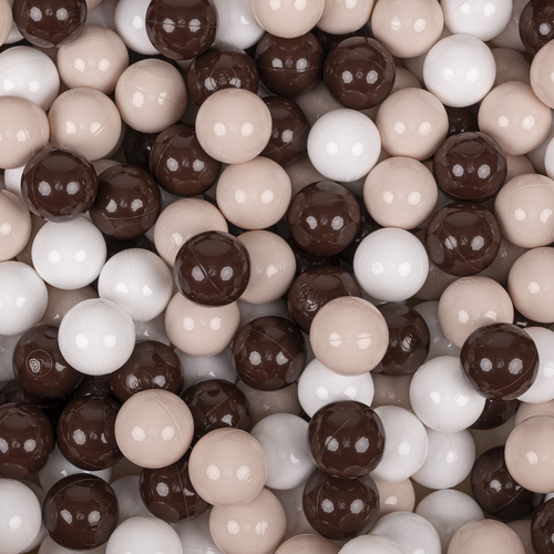 KiddyMoon Soft Ball Pit Round ∅ 7cm / 2.75In for Kids, Foam Velvet Ball Pool Baby Playballs, Made In The EU, forest green:pastel beige/brown/white, 90 x 30 cm / 200 Balls