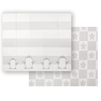 KiddyMoon Baby Play Mat Double-Sided Foam Mat For Kids Crawling Mat For Children Encourages Imagination Colourful Patterns Play Area Foldable Ideal for Indoors and Outdoors, White-Penguin, 180x200x1cm