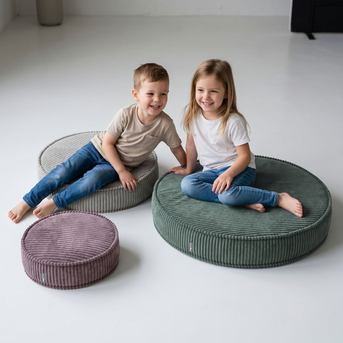 KiddyMoon 3-Piece Foam Elements for Kids Children's Room Accessory, fioletowy-jasnoszary-zielony