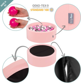 KiddyMoon Soft Ball Pit Round  ∅ 7Cm / 2.75In For Kids, Foam Ball Pool Baby Playballs Children, Made In The EU, pink:pastel beige/light pink/pearl, 120x30cm/600 balls