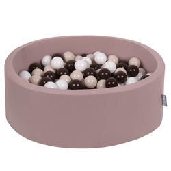 KiddyMoon Baby Foam Ball Pit with Balls ∅ 7cm / 2.75in, heather:pastel beige/brown/white, 90x30cm/200 balls
