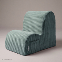 KiddyMoon Children's Polyester Armchair with Side Pocket, green, One Size