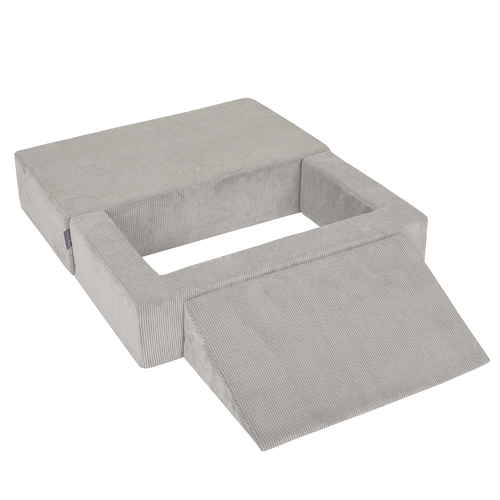KiddyMoon Children's Foam Sofa with Wedge and Play Balls Set for Play Soft Perfect for Kids Room Lightweight Learning Relaxation Removable Covers Easy Cleaning, light grey, Sofa/Wedge